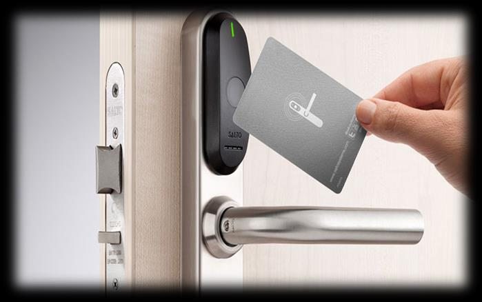 Access control card reader on a door